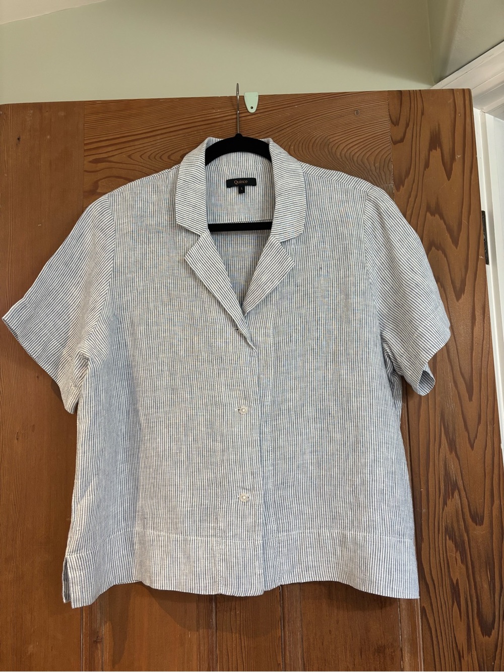 Quince Women's 100% European Linen Short Sleeve Shirt Size Large